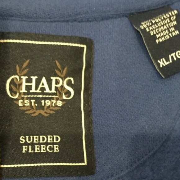 Chaps Men's Fleece Jacket Size XL Blue Full Zipper - Picture 2 of 4